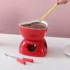 Chocolate Fondue Cup Ceramic Heart-shape With Forks Tealight Chocolate Melting Cup Mini Fondue Pot For Cheese Butter Caramel