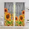 2pcs Sunflower Printed Curtain, Rod Pocket Window Treatment For Bedroom Office Kitchen Living Room Study Home Decor