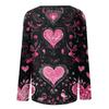 Damen Rundhals-Oberteil mit Herz-Print, locker, langärmelig