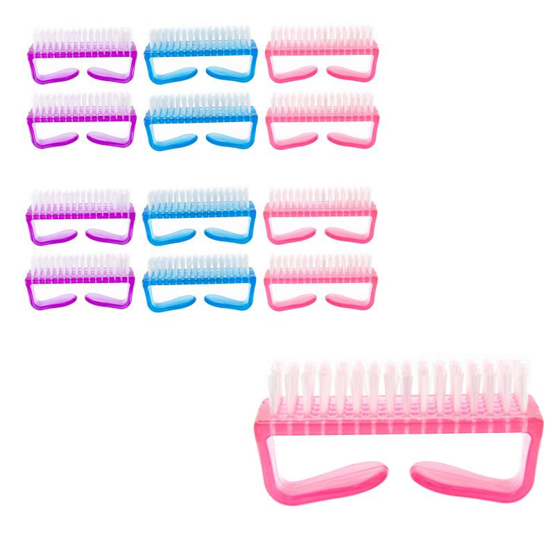 12 Pcs Large Handle Grip Nail Dusting Brush Kit Hand Fingernail Scrubbing Cleaning Brush Pedicure