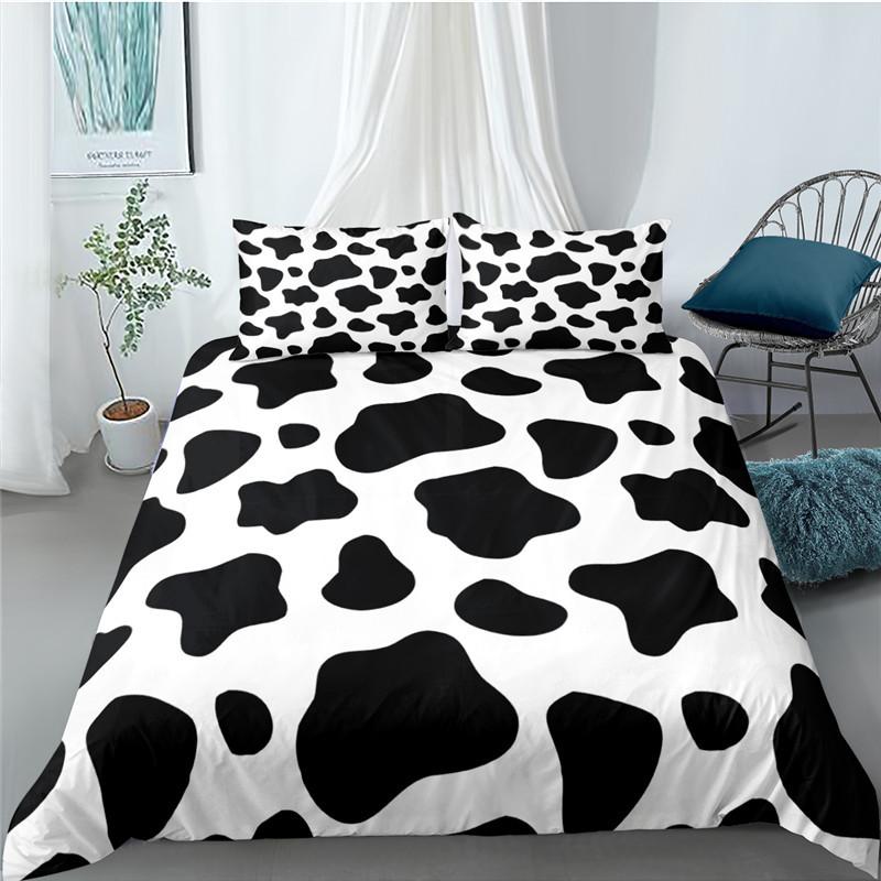 Comforter Queen 3 Pieces Ultra Soft Cow Printed Comforter Set With Zipper Closure And Black White Pink