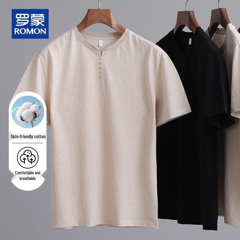 ROMON Men s Summer Stand-Up Collar Short-Sleeve T-Shirt 2XL