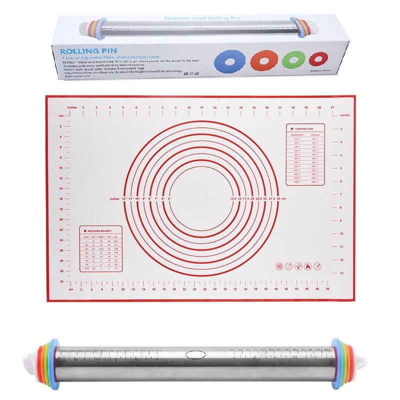 17-Inch Adjustable Stainless Steel Rolling Pin with Thickness Scale