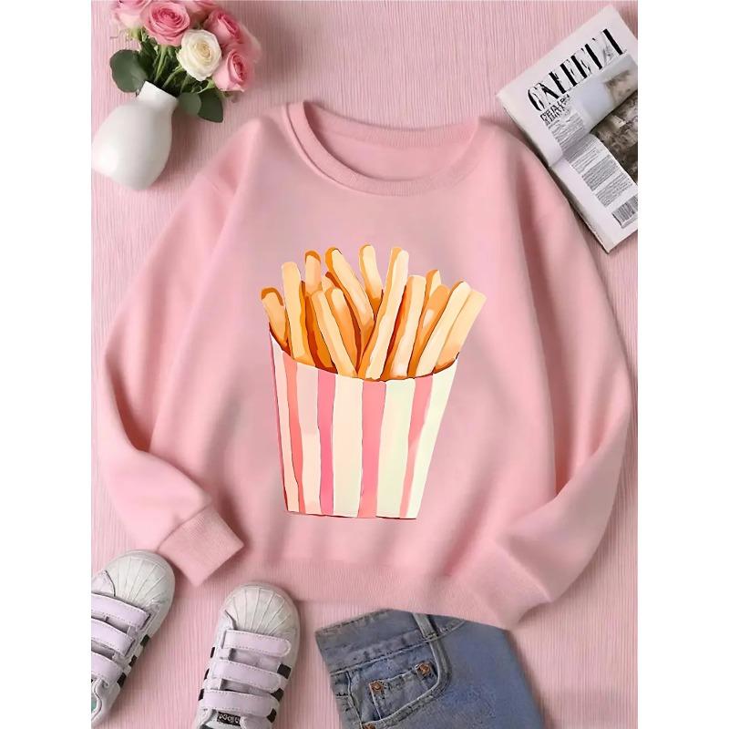 Kids Sweatshirt - Pink And White Striped Pattern Machine Washable, Spring And Autumn, Sportswear ,Casual Wear, Soft , Comfortable, Children's Clothing