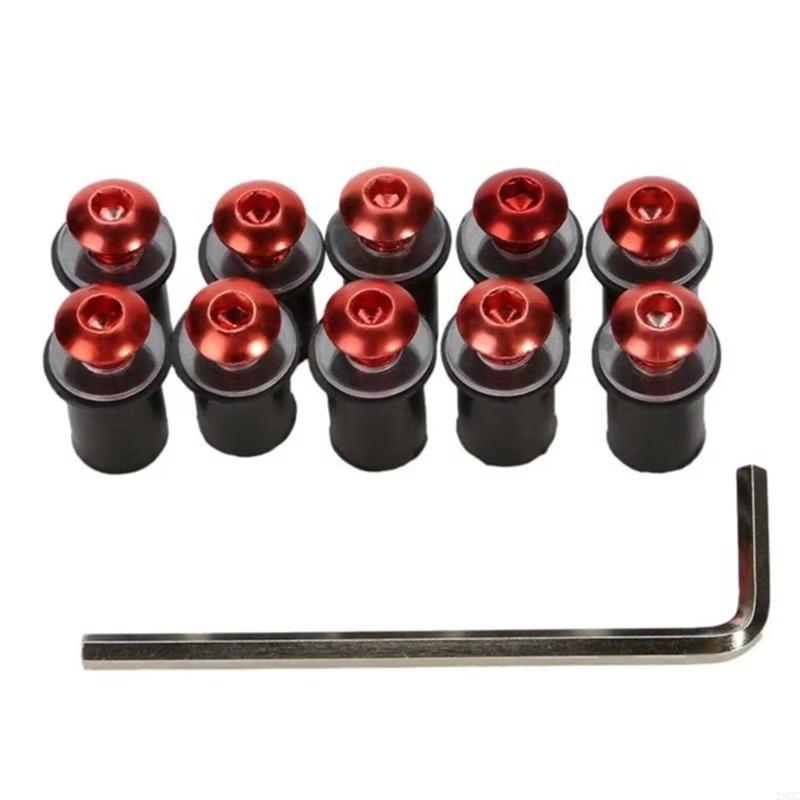 28GC 10pcs Aluminum Fastener Motorbike Accessories Universal Motorcycle M5x16mm Windscreen Screw Bolts Easy Installation