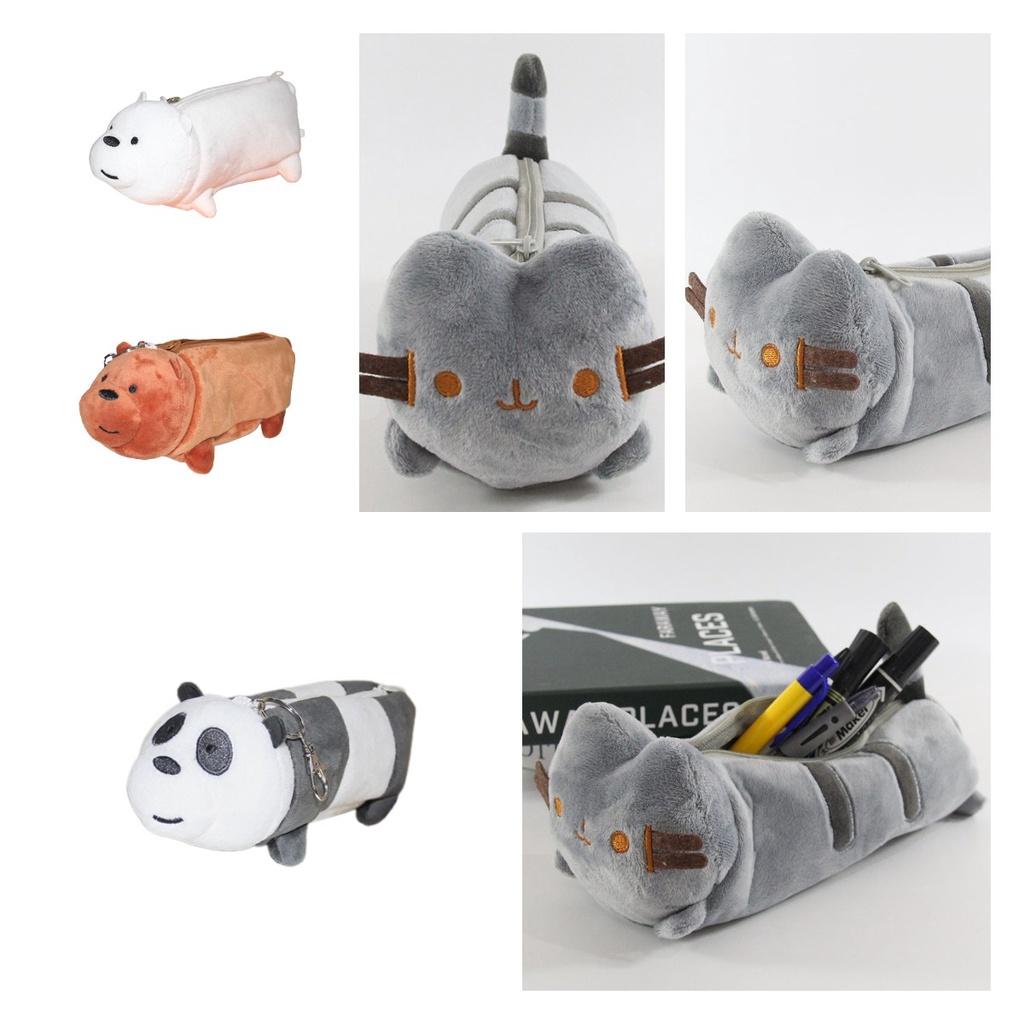 Cat Plush Pencil Case Bear Patterned Stationery Storage Bag Student Gift Present