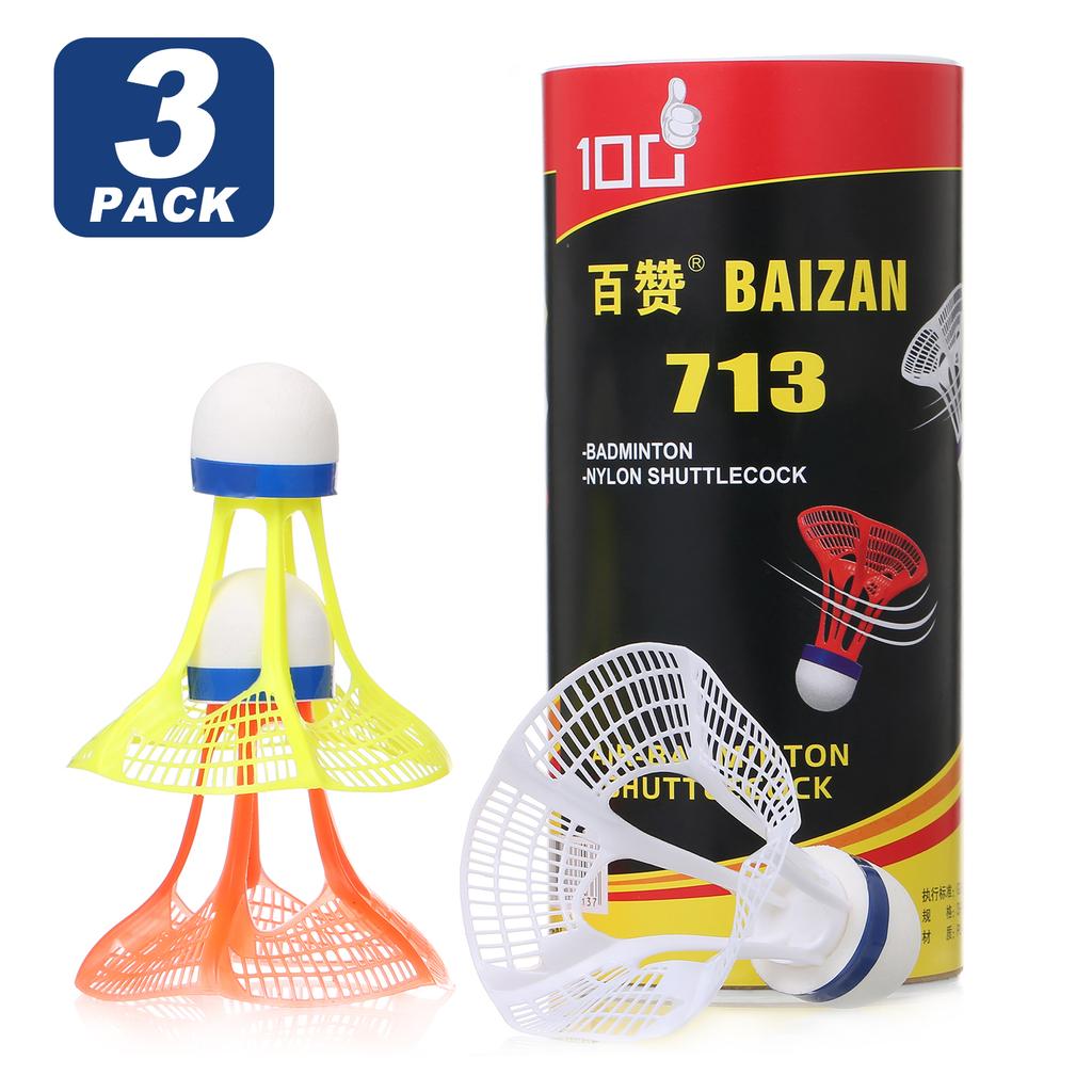 3pcs petecas de nylon petecas de badminton de plástico durável para esportes ao ar livre interno badminton