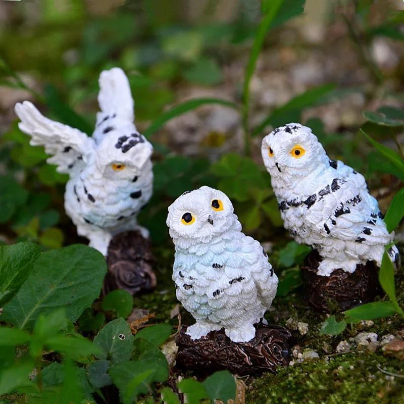 Mini Owl Branch Garden Ornaments Resin Crafts Fairy Garden Dollhouse  Moss Micro Landscape Bonsai Decorative DIY
