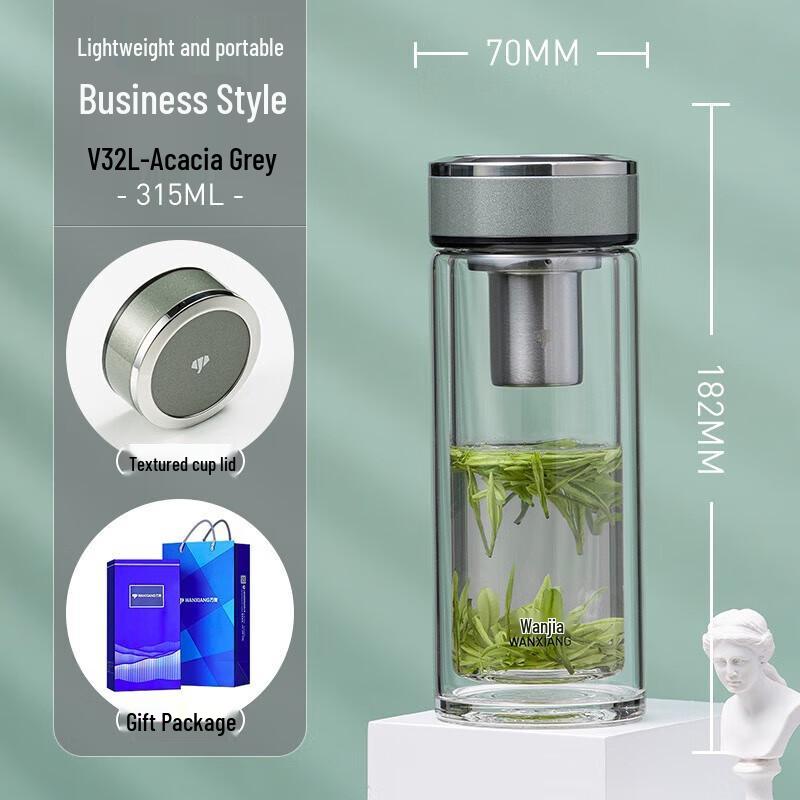 Double-Layer Portable Glass Water Bottle