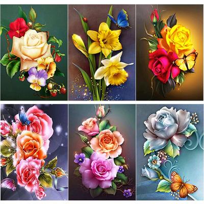 New 5D DIY Diamond Painting Fresh Flowers Diamond Embroidery Cross Stitch Full Round Drill Crafts Home Decor Manual Gift