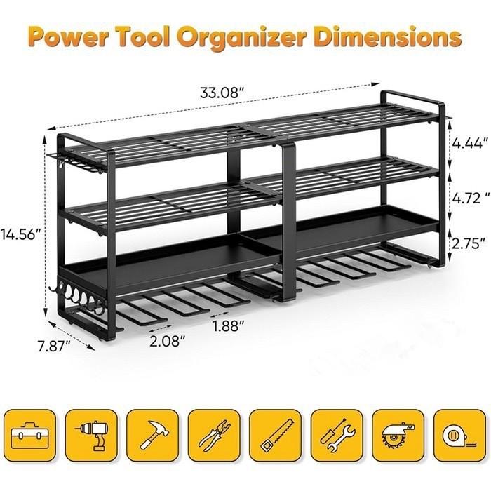 Four-Tier Wall-Mounted Electric Drill Storage & Charging Rack