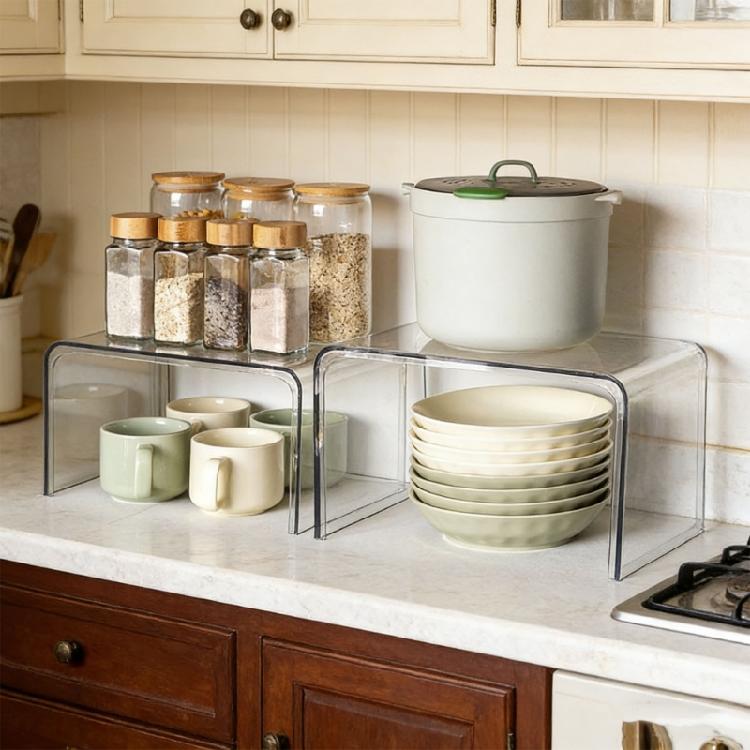 Interconnected Acrylic Cabinet Shelf For Effective Space Utilization In Cooking And Bath districts
