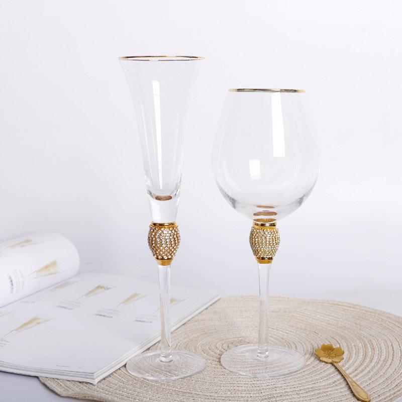 Set di Bicchieri di Cristallo Borosilicato con Strass Phnom Penh: Bicchieri da Cocktail e Champagne, Calici da Vino Rosso