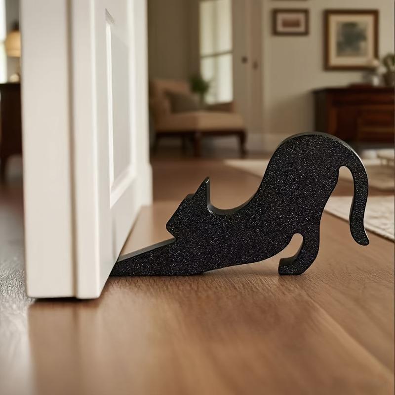 1 Stück Süßer Schwarzer Katzen Türstopper - Langlebiger Kunststoff Mattierte Oberfläche Kollisionsschutz Türstopper mit Süßem Sitzenden Katzen Design