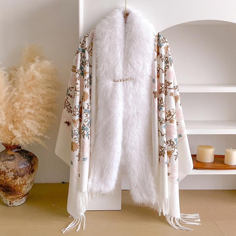 Embroidery Shawls Female Designer Women Winter