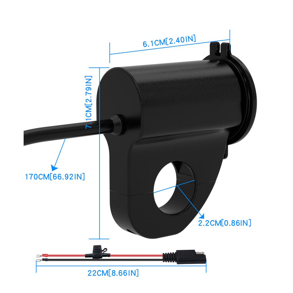 Waterproof Mobile Phone Charging Voltage Meter 12V/2A QC 2.0/3.0 USB Charger Socket for Car Boat Motorcycle Dual USB Power Outlet with LED Digital