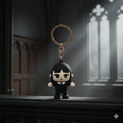 Wednesday Addams Keychain Figurine Toy for Keys, Backpack, Bag 6 Cm