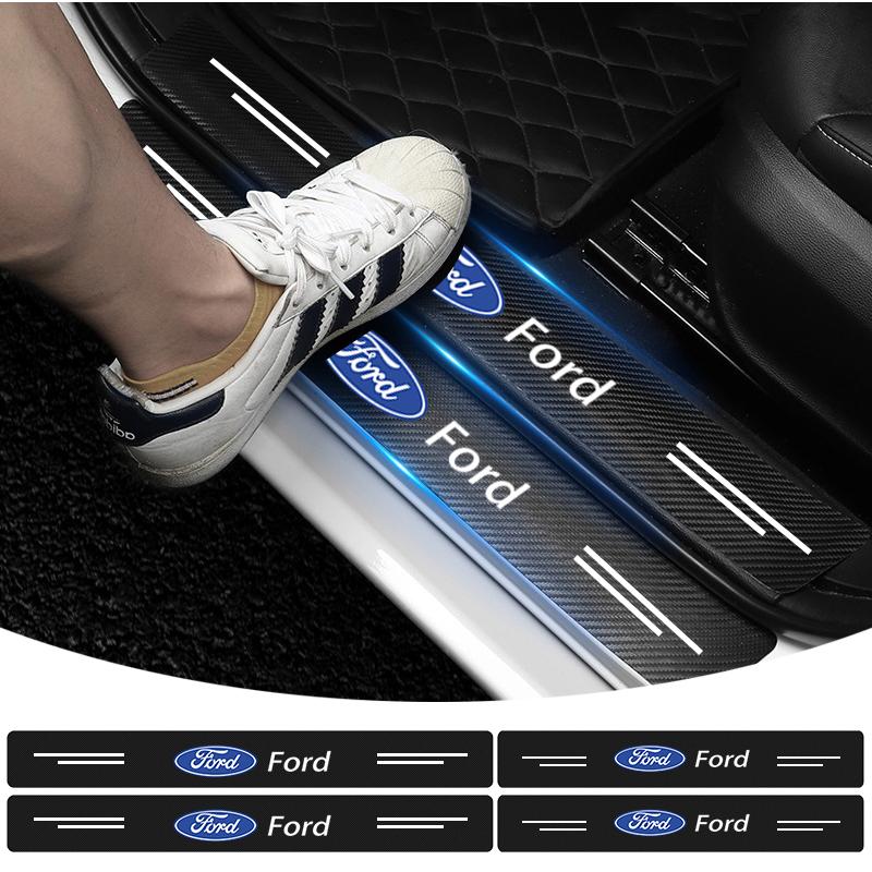4KS Samolepky na prahy dveří auta z uhlíkových vláken Vodotěsné 3D pro Ford Focus Mondeo MK1 MK2 MK4 MK3 Fiesta ST Line Kugo Transit Escape Fusion Explorer