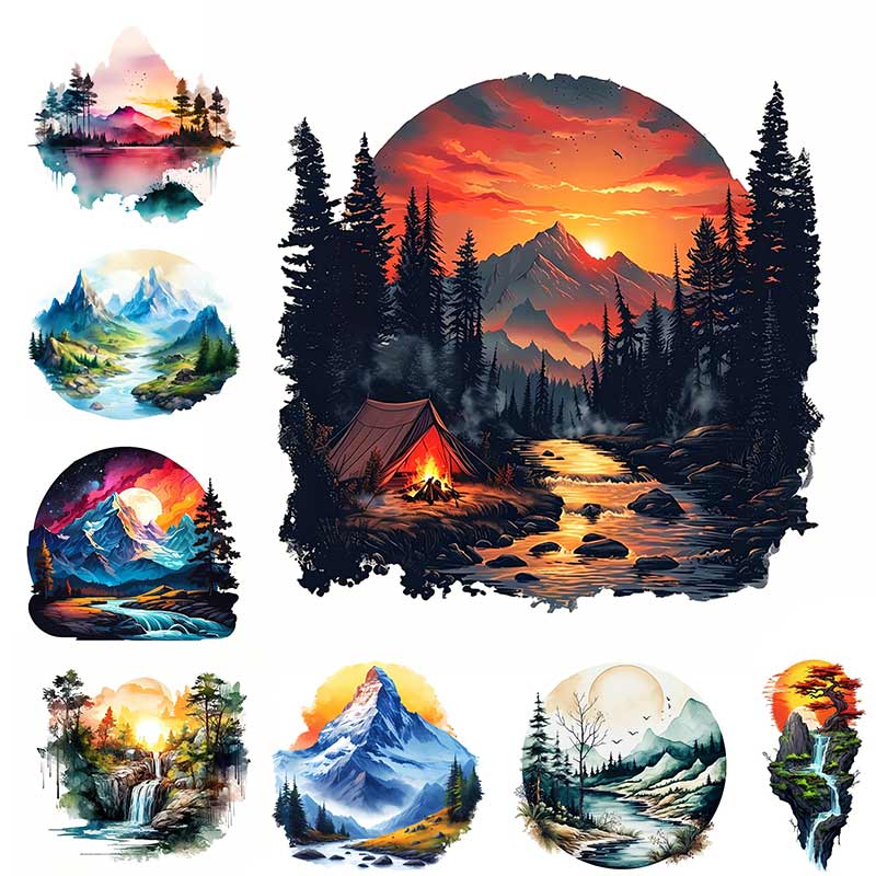 Mountains and Rivers Nature Views Car Sticker Vinyl Decal Waterproof Rear Window Motorcycle Camper Bumper Truck Laptop Decoration SH1221