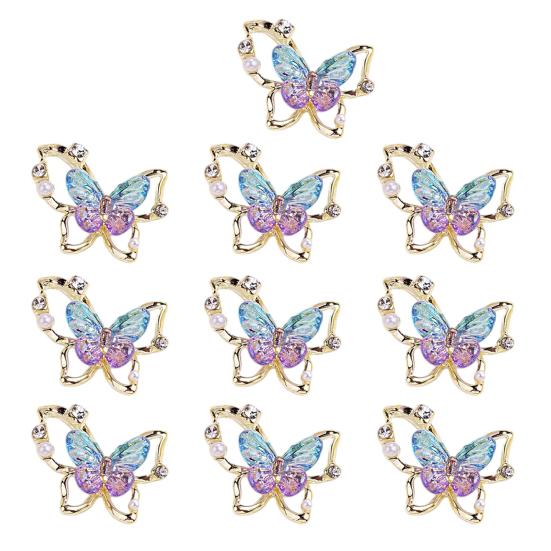 10Pcs Butterfly Nail Art Charm Rhinestone Faux Pearl 3D Butterfly Shape Nail Design Jewelry DIY Crafts Nail Decoration Accessories