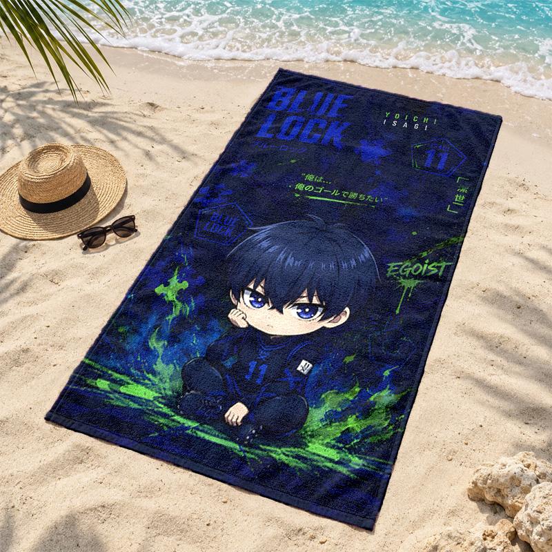 Blue Lock Microfiber Beach Towel Quick Dry Sand Free Lightweight Beach Towels for Travel Swimming Camping