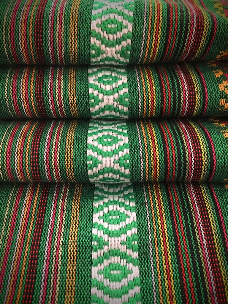 Versatile linen stripe fabric for DIY and more ethnic-inspired tablecloths, crafts, (Green, 2m)