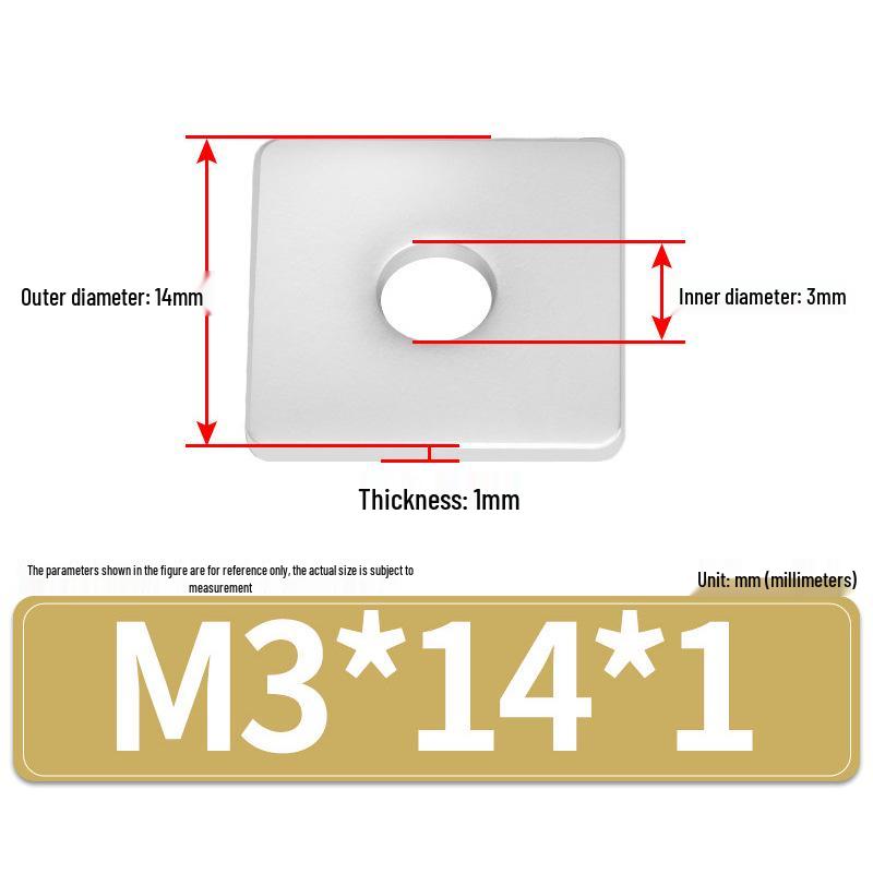304 Stainless Steel Thickened Square Flat Washers M4-M24