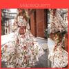 Abito estivo sexy da donna a maniche lunghe con stampa floreale, maxi abito per eleganti eventi serali
