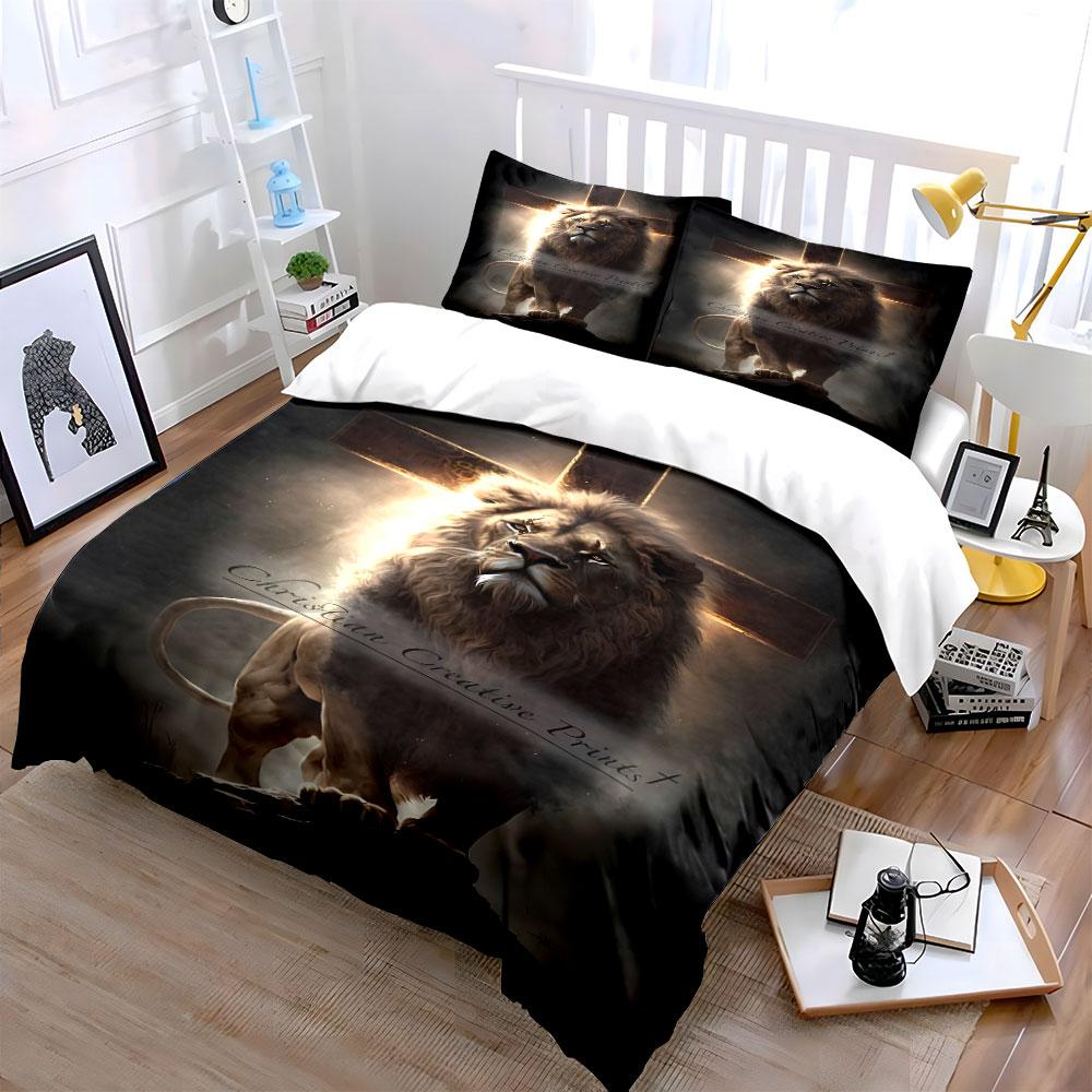 Majestic Lion's Divine Aura Bedding Sets Duvet Covers Pillowcases(1* Duvet Cover 2* Pillowcases Without Duvet Insert)