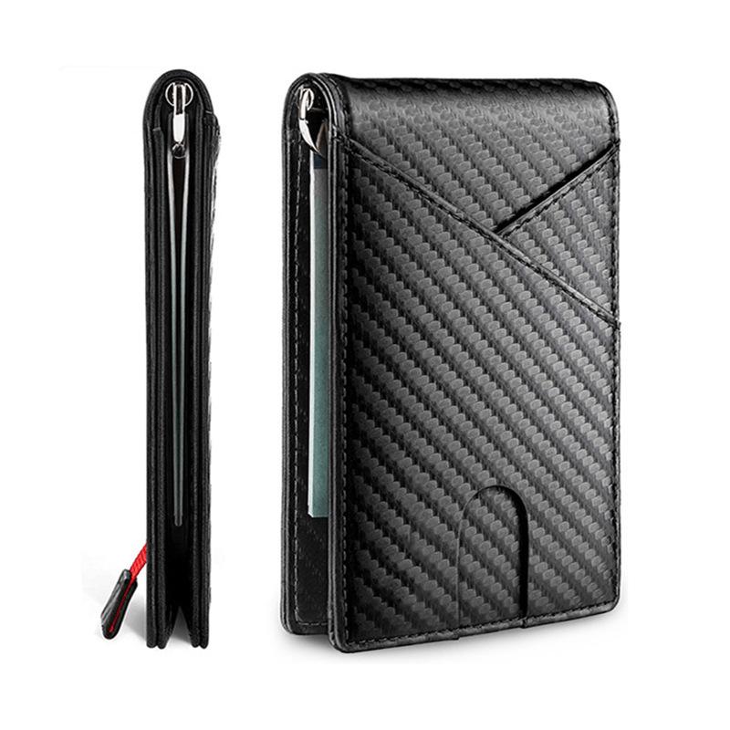 Carbon Fiber Microfiber Leather Money Clip Wallet for Men
