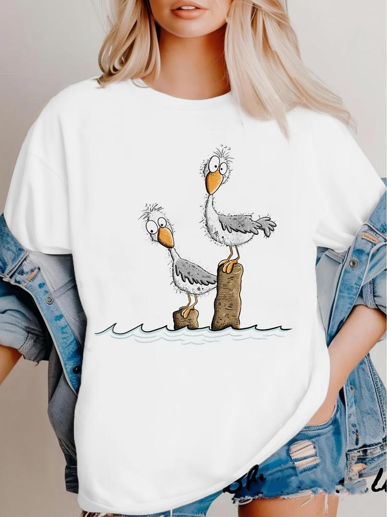 Funny Auntie Goose Drinking Tshirts Unisex Casual Humor Goose Short Sleeve Tops Tees Auntie Goose Is On The Loose Summer Tshirt