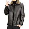 Leather Jacket for Men's Autumn and Winter, Leather Jacket for Short Winter Cotton Jacket, Plush and Thickened for Father's Winter Clothing