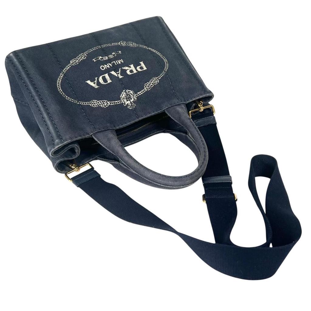 PRADA canvas Canapa Tote Bag denim blue Women Used