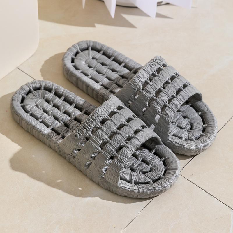 Home slippers four seasons bath leaking drag men and women soft bottom hollow non-slip couple bathroom cool slippers