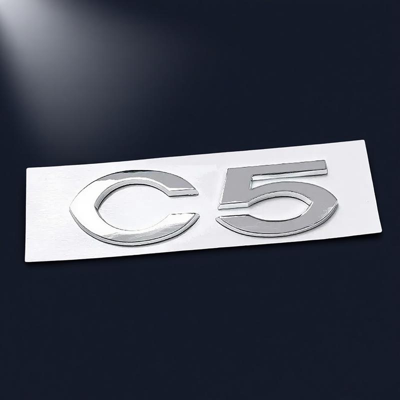 Plata Negra para Citroën C1 C2 C4 C5 Elysee ABS Cromo Logo Emblema Letras Insignia Estilo Exterior del Coche Pegatina Trasera del Maletero del Automóvil