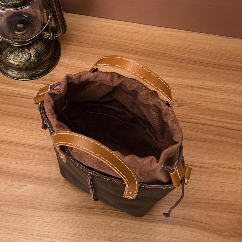 Johnature Leisure Women Bucket Bag Genuine Leather Vintage Handbag Real Cowhide Versatile Shoulder & Crossbody Bags