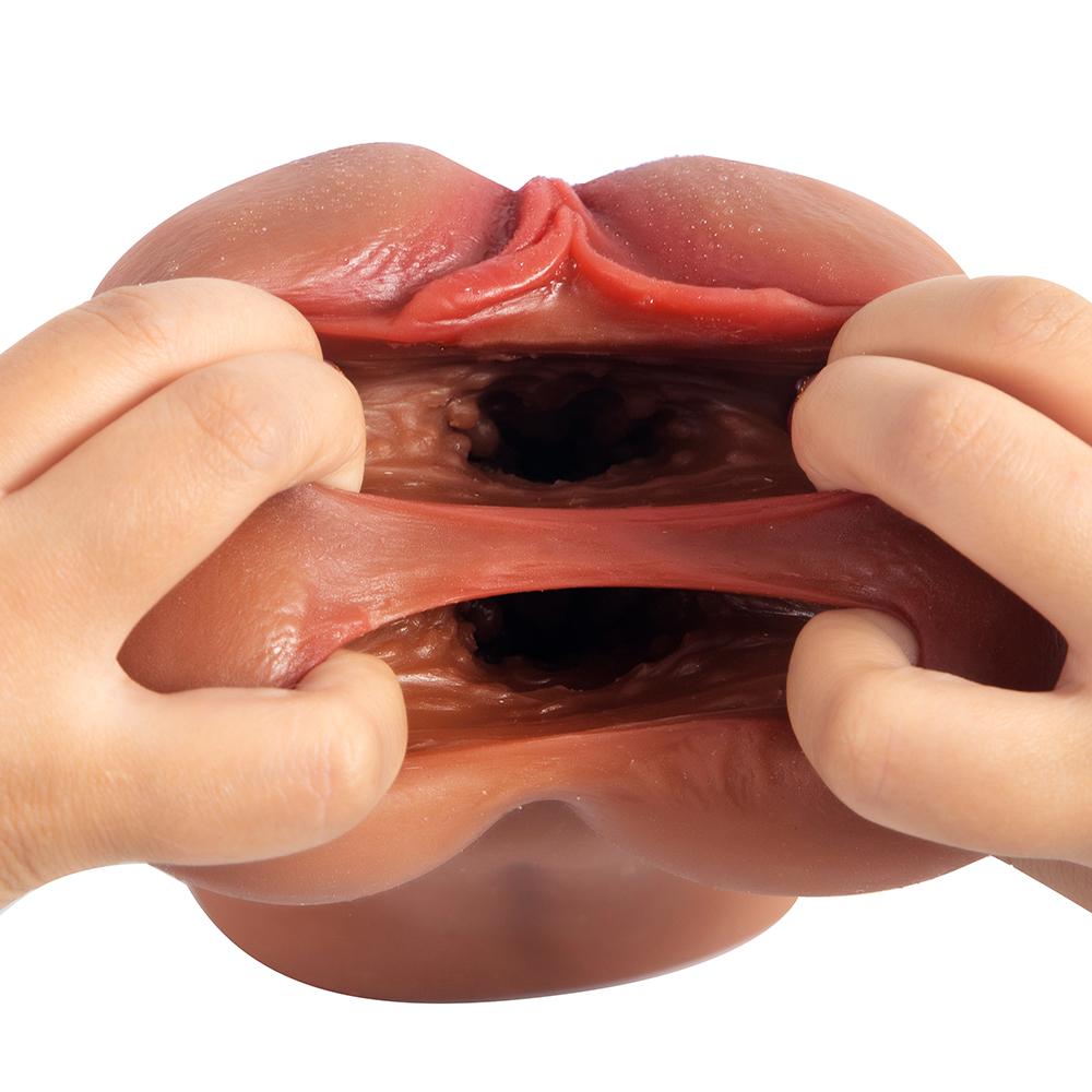 Real Silicone Vaginal Masturbation Sex Toys Anal Vaginal Double Channel Realistic Gay Sex Toys