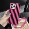 Striped Couple Hand Wrist Strap Case For iPhone 11 12 13 Pro Max Cases iPhone 16 17 14 15 Plus Minimalist INS With Lanyard Cover