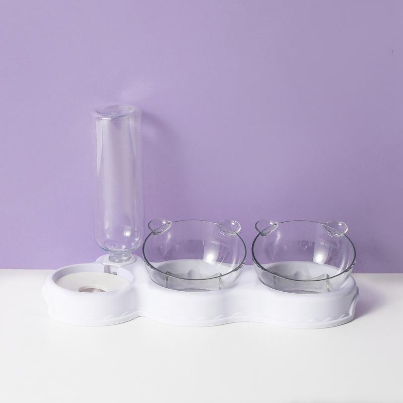 Automatischer Futterautomat für Katzen, Doppelnapf, 3-in-1-Wasserspender, Hundefutterbehälter, erhöhter Ständer, Futternapf für Haustiere, Sicherheit