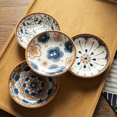 Butterfly Flower Series 4.5 Inch Rice Bowl Hand Painted Ceramic Retro Home Dining Tableware Set