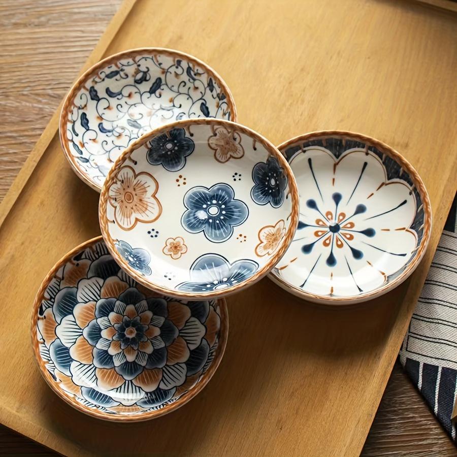 Butterfly Flower Series 4.5 Inch Rice Bowl Hand Painted Ceramic Retro Home Dining Tableware Set