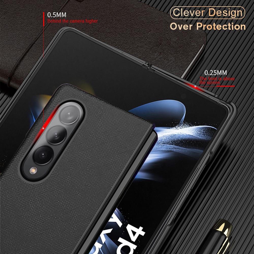 Custodia pieghevole in pelle con motivo incrociato per Samsung Galaxy Z Fold4 5g Custodia Sumsung Zfold 4 5g Z4 Custodia protettiva per telaio rigido per PC 7 .6 pollici