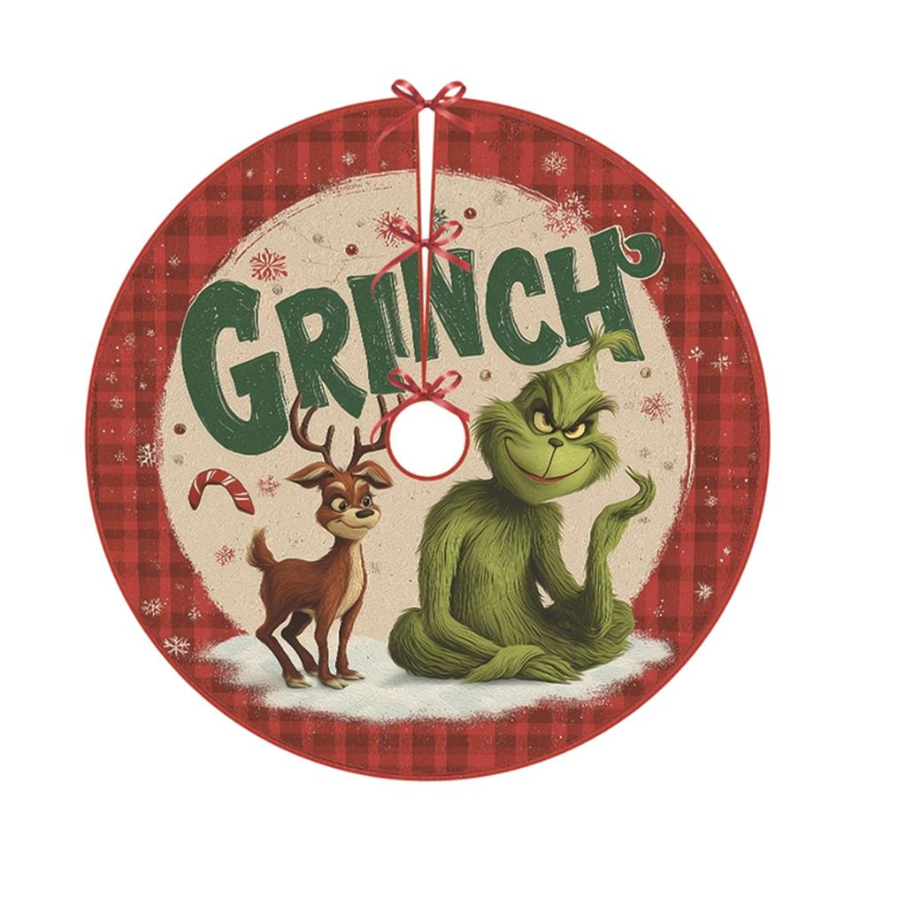 Christmas Tree Skirt New Greentown Cartoon Tree Skirt 90CM Digital Printing Christmas Creative Decoration Tree Fence