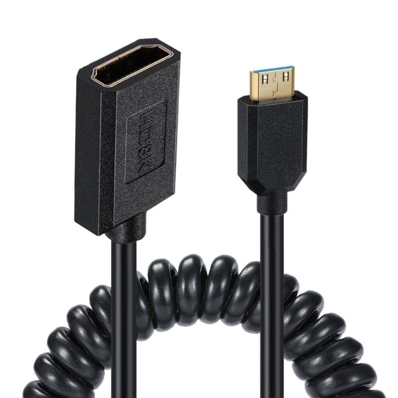 

2.1 Version Mini Video Camera Female Coiled Cable Adapter 8k60hz 4k120hz Compatible for DSLR Camera Laptops Tablets