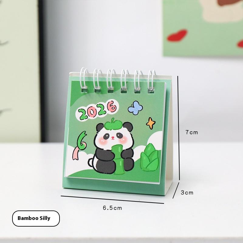 2026 Mini Simple Cute Cartoon Pattern Small Desk Calendar Pocket Portable Calendar Punch Plan Desktop Decoration
