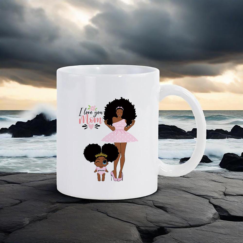 Mother's Day Coffee Mug Love You Mom Ceramic Mug Floral Pattern Water Cup for Mum Cozy Present for Mother Daily Use Unusual Mugs