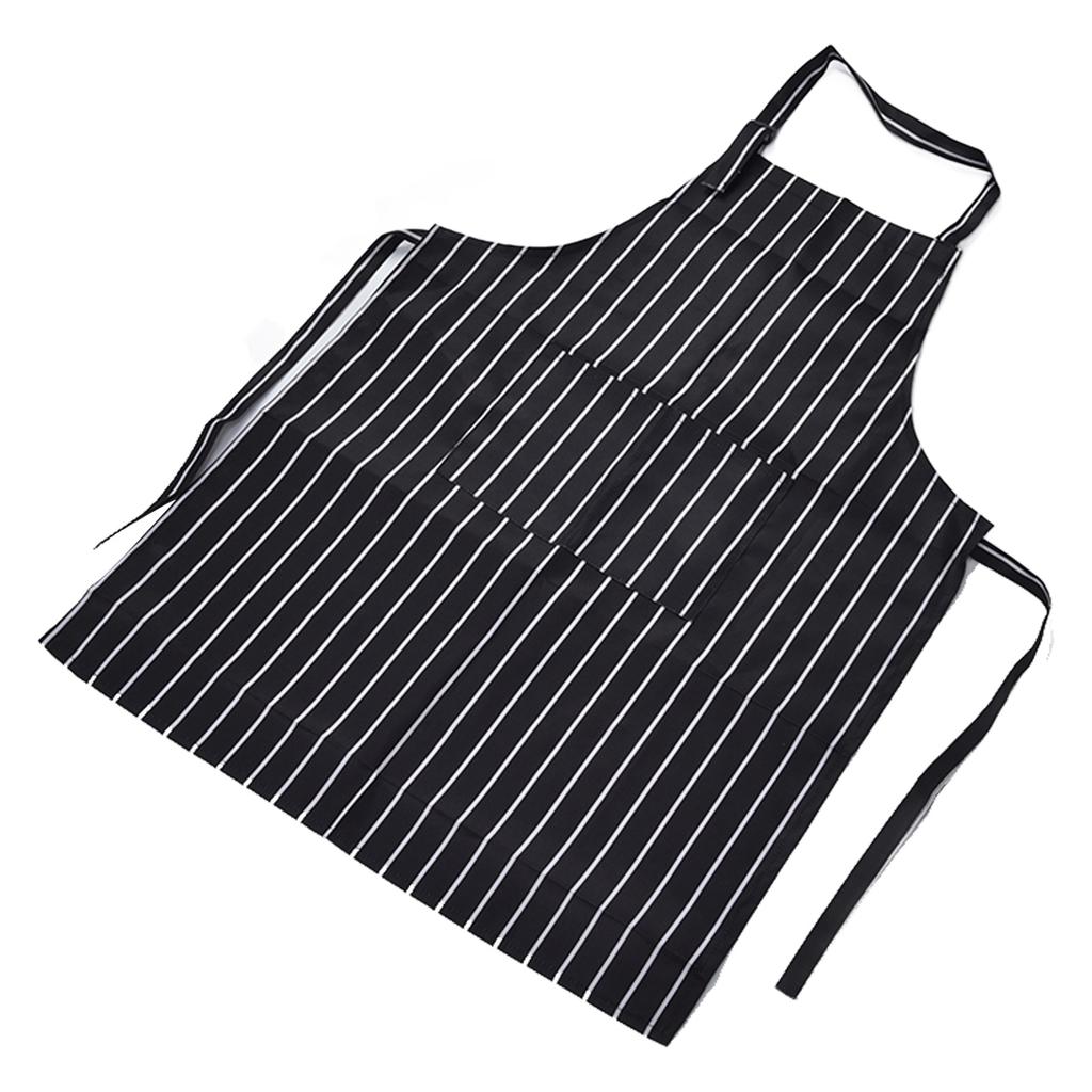 Bib Apron Waterproof Adjustable Kitchen Cooking Aprons with Dual Pockets for Kitchens Restaurants BakersBlack and White