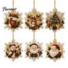 Acrylic Santa Hanging Ornaments 6 Pcs Christmas Pearl Art Ornaments, 2D Flat Holiday Tree Pendant, Effect Decoration for Home Wall Door Window