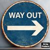 D Retro Metal Sign Board Round Wooden Plaque Exit Direction Guide Decor for Bar Garage Office Gift
