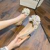 New Shoes for Women Fashion Shiny Pumps Round Toe Rhinestone Bowknot High Heels Shoes Ladies Boat Shoes Big Size